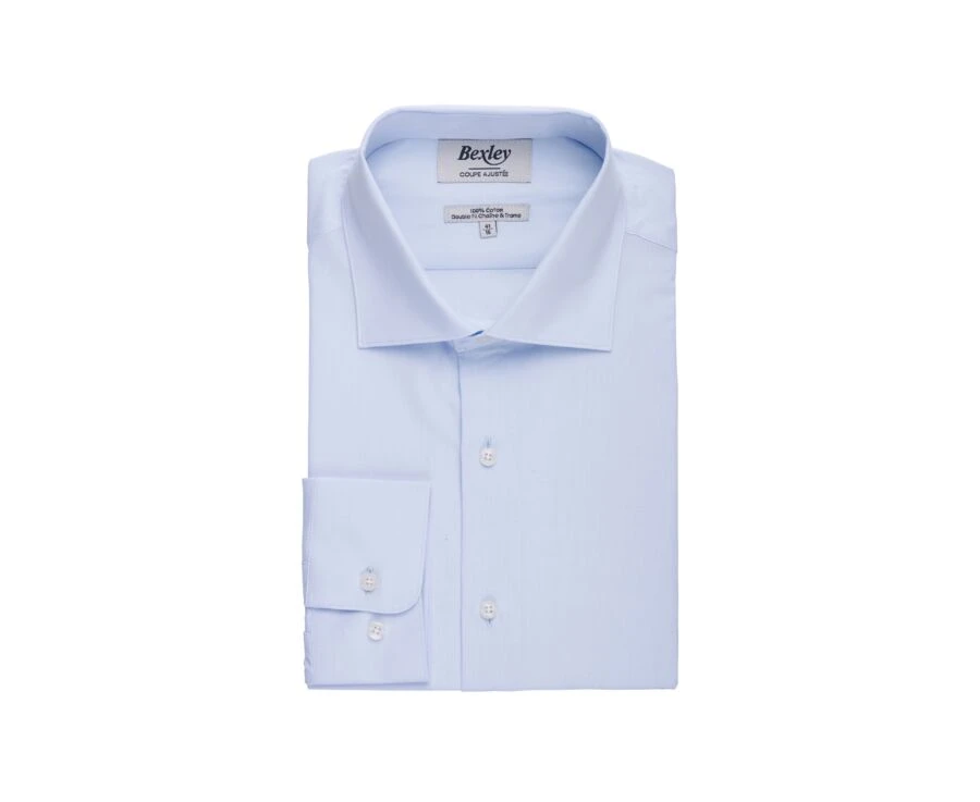 Chemise Bleu Pâle Coton Popeline - Col Italien - LUDOVICO CLASSIC 3 Chemise Bleu Pâle Coton Popeline - Col Italien - LUDOVICO CLASSIC