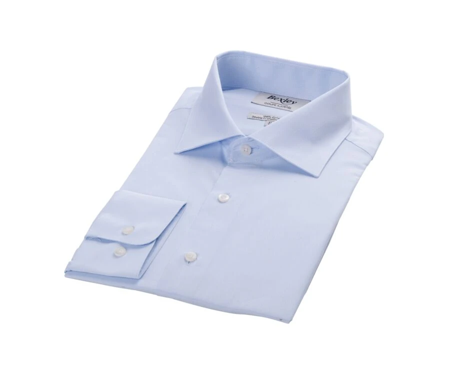 Chemise Bleu Pâle Coton Popeline - Col Italien - LUDOVICO CLASSIC 4 Chemise Bleu Pâle Coton Popeline - Col Italien - LUDOVICO CLASSIC – Image 2