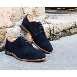 Derbies Homme Velours Marine Semelle Cuir - HILPERTON -Magasin De Bexley 01207016 hilperton velours marine 8