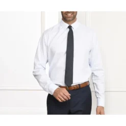 Chemise Blanche Coton Popeline Tramée - FIACRE