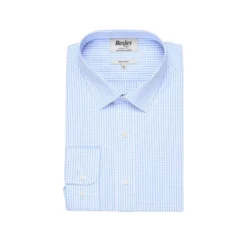 Chemise Blanche à Carreaux Bleus Clairs - Col Français - ALFIERO 12 Chemise Blanche à Carreaux Bleus Clairs - Col Français - ALFIERO -Magasin De Bexley 01225009 alfiero bleu clair et blanc 1