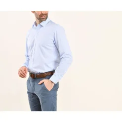 Chemise Blanche à Carreaux Bleus Clairs - Col Français - ALFIERO 11 Chemise Blanche à Carreaux Bleus Clairs - Col Français - ALFIERO -Magasin De Bexley 01225009 alfiero bleu clair et blanc 4