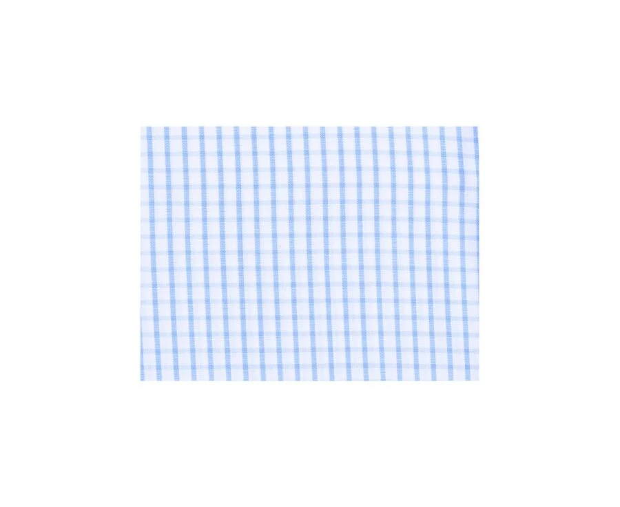 Chemise Blanche à Carreaux Bleus Clairs - Col Français - ALFIERO 9 Chemise Blanche à Carreaux Bleus Clairs - Col Français - ALFIERO – Image 7