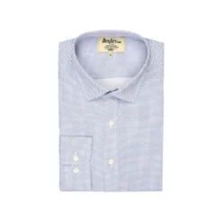 Chemise Blanche Imprimée Motifs Bleus - Col Français - BERANGER -Magasin De Bexley 0122705i beranger blanc et bleu 1