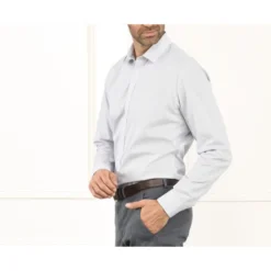 Chemise Blanche Imprimée Motifs Bleus - Col Français - BERANGER -Magasin De Bexley 0122705i beranger blanc et bleu 3