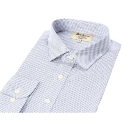 Chemise Blanche Imprimée Motifs Bleus - Col Français - BERANGER -Magasin De Bexley 0122705i beranger blanc et bleu 5