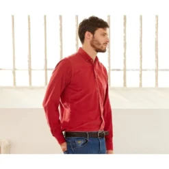 Chemise En Velours Corail Foncé - WAYNE -Magasin De Bexley 0123103l wayne corail fonce 3bis