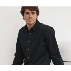 Chemise En Velours Vert Foncé - WAYNE -Magasin De Bexley 01231059 wayne vert fonce 3
