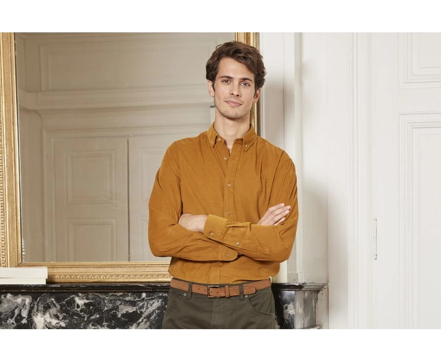 Chemise En Velours Caramel - WAYNE 3 Chemise En Velours Caramel - WAYNE