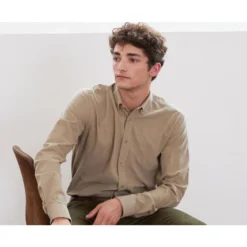 Chemise En Velours Taupe Clair - WAYNE