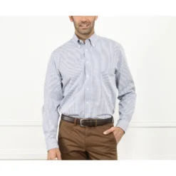 Chemise Coton Blanche Carreaux Marine - Poche - SCOTT