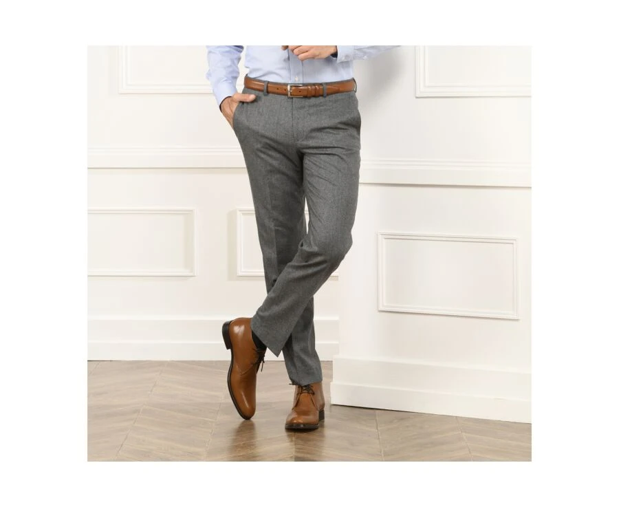 Pantalon Habillé Homme Gris Clair Chiné - LÉONARD 3 Pantalon Habillé Homme Gris Clair Chiné - LÉONARD