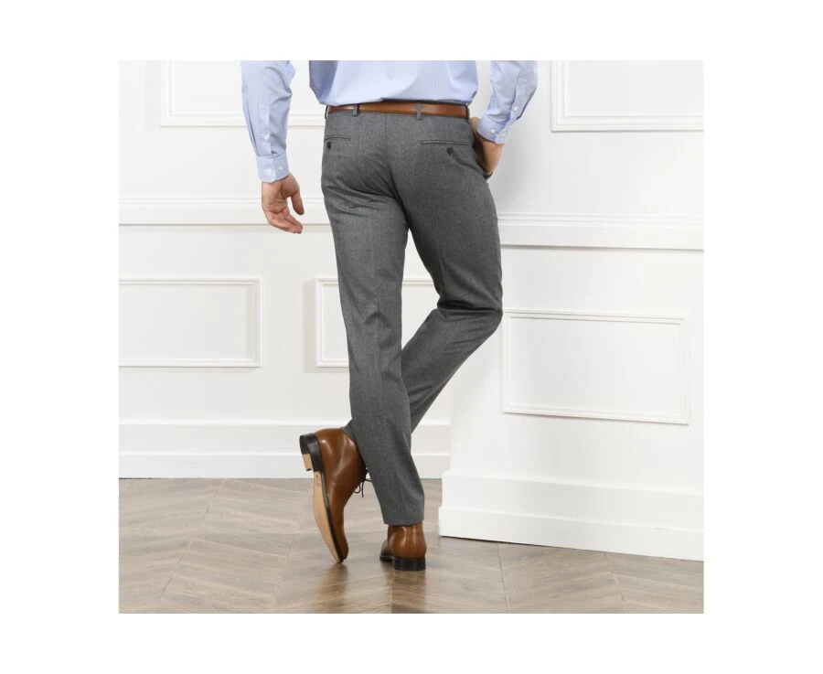 Pantalon Habillé Homme Gris Clair Chiné - LÉONARD 4 Pantalon Habillé Homme Gris Clair Chiné - LÉONARD – Image 2