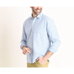 Chemise Coton Et Lin Rayures Bleues Et Blanches - EDIBERT -Magasin De Bexley 0127600a edibert bleu et blanc 4 1