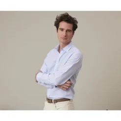 Chemise Coton Et Lin Rayures Bleu Ciel Et Blanc - EDIBERT -Magasin De Bexley 0127603p edibert bleu ciel et blanc 3