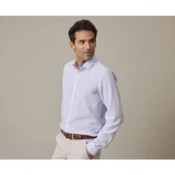 Chemise Coton Et Lin Bleu Clair Et Liseré Blanc - EDIBERT -Magasin De Bexley 012760d0 edibert bleu clair et lisere blanc 3