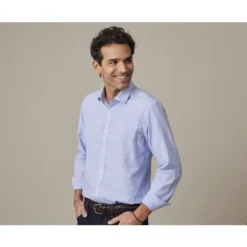 Chemise Coton Et Lin Bleu Et Liseré Blanc - EDIBERT -Magasin De Bexley 012760d1 edibert bleu et lisere blanc 3