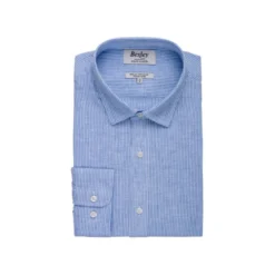 Chemise Coton Et Lin Bleu Et Liseré Blanc - EDIBERT -Magasin De Bexley 012760d1 edibert bleu et lisere blanc 4 bis