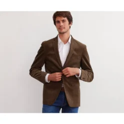 Blazer Homme Velours Côtelé Lavé Taupe Foncé - LÉONTILDE