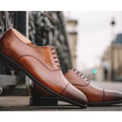 Richelieu Homme Cognac Patiné Semelle Cuir - WINFORD -Magasin De Bexley 0130905a winford cognac patine 2 9