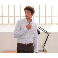 Chemise Homme Blanches à Rayures Bleues Claires - GEOFFROY