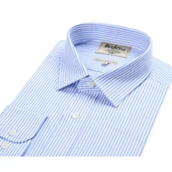 Chemise Blanche à Rayures Bleues - GEOFFROY -Magasin De Bexley 0132705i geoffroy blanc et bleu 5