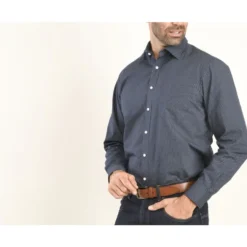 Chemise Coton Imprimée Navy Motif Beige - Poche Poitrine - ALBÉRIC -Magasin De Bexley 0132800x alberic navy et beige 4