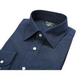 Chemise Coton Imprimée Navy Motif Beige - Poche Poitrine - ALBÉRIC -Magasin De Bexley 0132800x alberic navy et beige 5