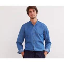 Chemise Jean Denim Indigo - Col Officier - JOSEPH