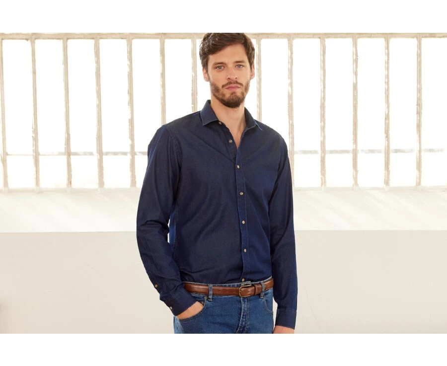 Chemise Jean Denim Indigo Foncé - JACQUEMIN 3 Chemise Jean Denim Indigo Foncé - JACQUEMIN
