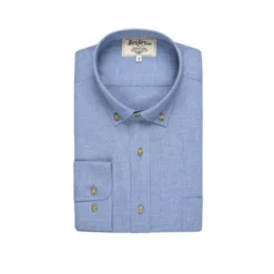Chemise Flanelle Bleu Chiné - Poche Poitrine - ALEXANDER -Magasin De Bexley 0133301s alexander bleu chine 1