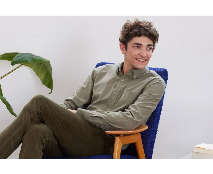 Chemise Flanelle Vert Army - Poche Poitrine - ALEXANDER 3 Chemise Flanelle Vert Army - Poche Poitrine - ALEXANDER