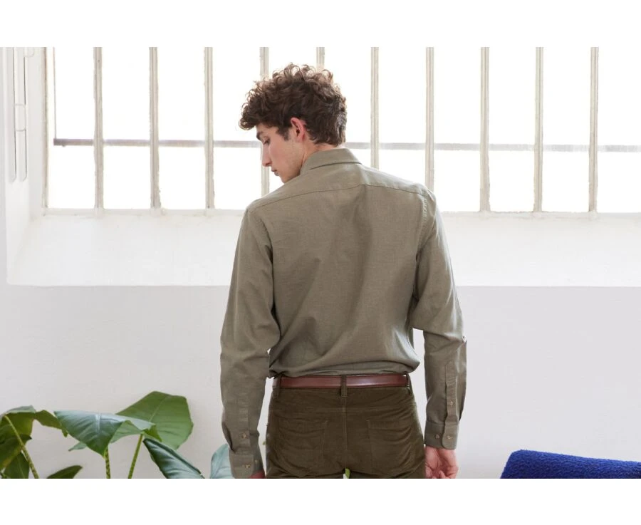 Chemise Flanelle Vert Army - Poche Poitrine - ALEXANDER 4 Chemise Flanelle Vert Army - Poche Poitrine - ALEXANDER – Image 2