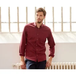 Chemise Flanelle Rouge Bordeaux - Poche Poitrine - ALEXANDER