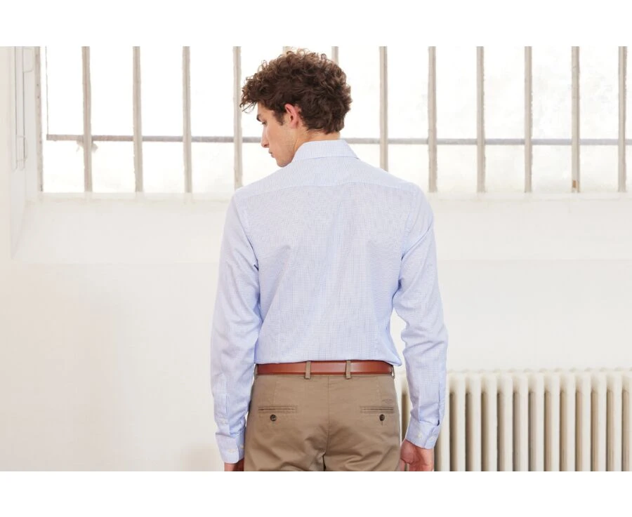 Chemise Blanche à Petits Carreaux Bleus - SALVATORE 4 Chemise Blanche à Petits Carreaux Bleus - SALVATORE – Image 2