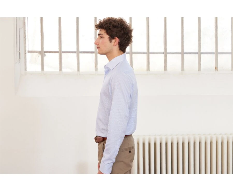 Chemise Blanche à Petits Carreaux Bleus - SALVATORE 5 Chemise Blanche à Petits Carreaux Bleus - SALVATORE – Image 3