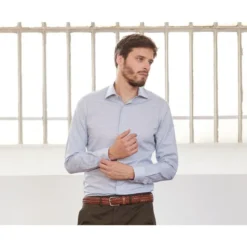 Chemise Blanche à Petits Carreaux Vert Foncé - SALVATORE