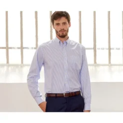 Chemise Blanche Rayures Bleues Poche Poitrine - BRODERICK
