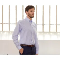 Chemise Blanche Rayures Bleues Poche Poitrine - BRODERICK -Magasin De Bexley 0134305i broderick blanc et bleu 3bis