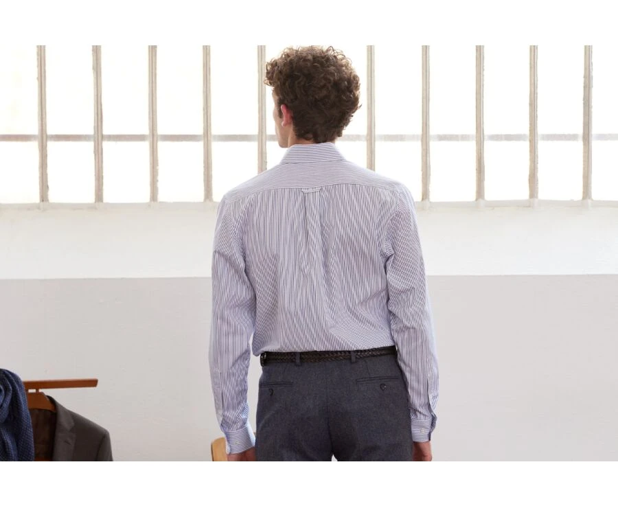 Chemise Blanche à Rayures Bleues Océan Et Poche Poitrine - BRODERICK 4 Chemise Blanche à Rayures Bleues Océan Et Poche Poitrine - BRODERICK – Image 2