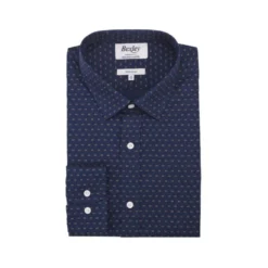 Chemise Imprimée Marine Motif Cognac - LÉONCE -Magasin De Bexley 013440aj leonce navy et cognac 1 bis