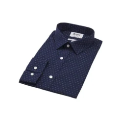Chemise Imprimée Marine Motif Cognac - LÉONCE -Magasin De Bexley 013440aj leonce navy et cognac 5
