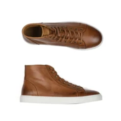 Sneakers Montantes Homme Cuir Châtaigne Patiné - HAWTHORNE 10 Sneakers Montantes Homme Cuir Châtaigne Patiné - HAWTHORNE -Magasin De Bexley 01359007 hawthorne chataigne patine 1 3