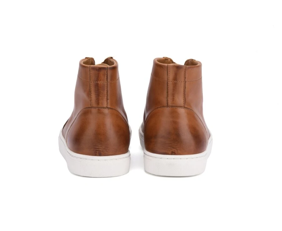 Sneakers Montantes Homme Cuir Châtaigne Patiné - HAWTHORNE 6 Sneakers Montantes Homme Cuir Châtaigne Patiné - HAWTHORNE – Image 4