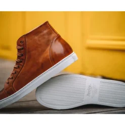 Sneakers Montantes Homme Cuir Châtaigne Patiné - HAWTHORNE 13 Sneakers Montantes Homme Cuir Châtaigne Patiné - HAWTHORNE -Magasin De Bexley 01359007 hawthorne chataigne patine 1 9