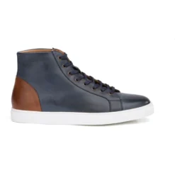 Sneakers Montantes Homme Cuir Navy Patiné - HAWTHORNE