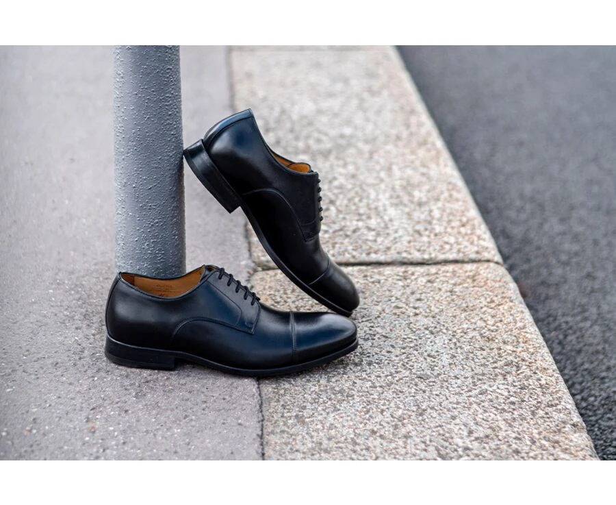 Derbies Homme Noir Semelle Cuir - GILWELL 8 Derbies Homme Noir Semelle Cuir - GILWELL – Image 6