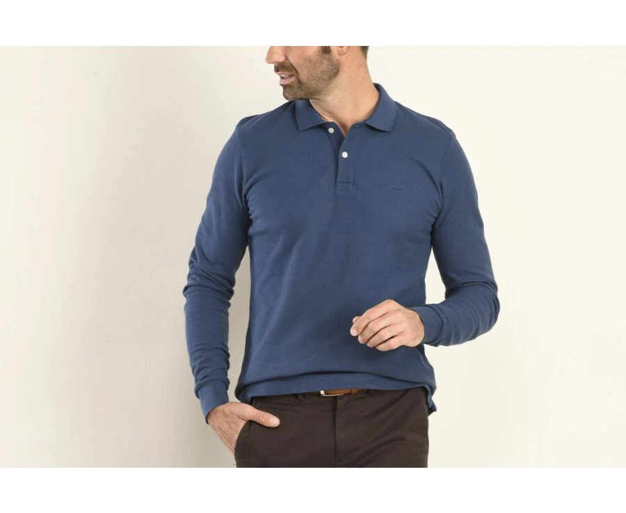 Polo Manches Longues Homme Bleu - ANDY II ML 3 Polo Manches Longues Homme Bleu - ANDY II ML