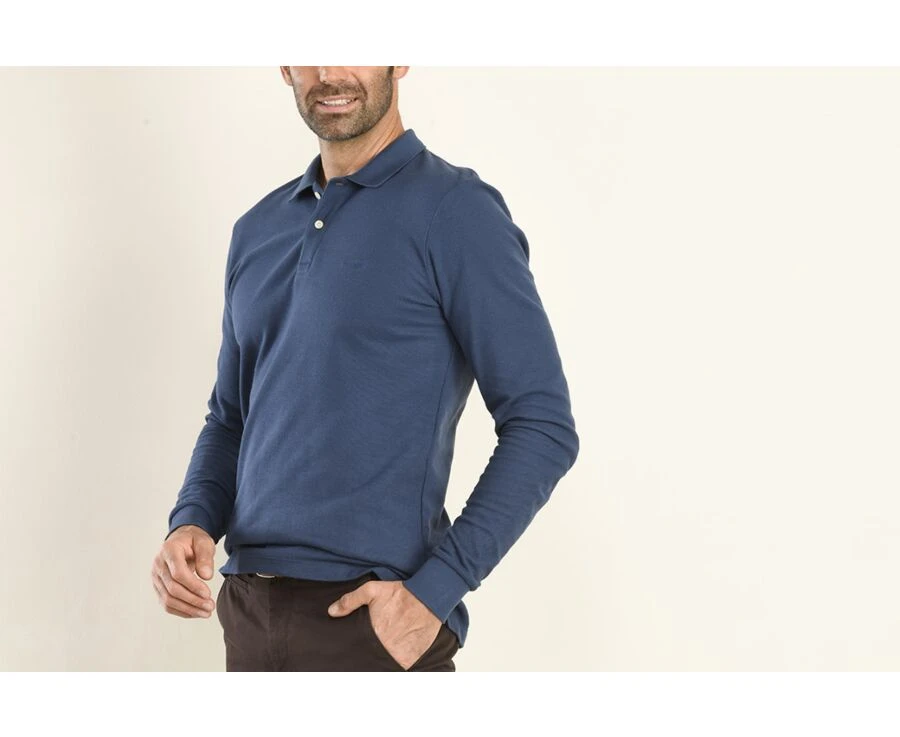 Polo Manches Longues Homme Bleu - ANDY II ML 5 Polo Manches Longues Homme Bleu - ANDY II ML – Image 3
