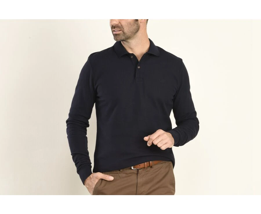 Polo Manches Longues Homme Marine - ANDY II ML 3 Polo Manches Longues Homme Marine - ANDY II ML
